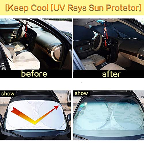 XBRN 6 Pcs Car Windshield Sunshade UV Protector Folding Silvering,Car Window Sun Shade Visor Shield Cover, Sun Shade UV Reflector, Keeps Vehicle Cool, Sun Protection for Baby Auto Car SUV - Thumbnail 6