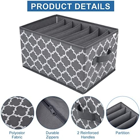 REGALMATE Wardrobe Storage boxes - Clothes Organiser for Drawers - Draw Dividers Box for Underwear, Jeans, Trousers, T-shirts, Pants, Sweaters, Baby Clothing & Bedroom Closet Organizers - 2 packs