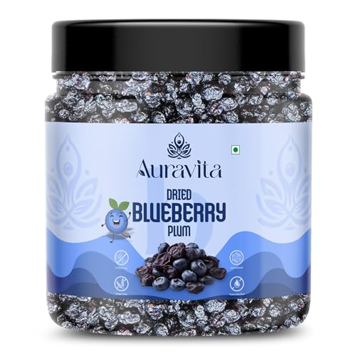 Image of Auravita Premium Dried Blueberry Plum 250gm | Whole & Naturally Sweet | Ideal for Baking, Toppings & Snacking Jar Pack Of 1