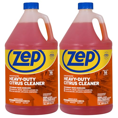 Zep Heavy-Duty Citrus Cleaner and Degreaser - 1 Gallon - ZUCIT128CA - Restaurant Grade, Removes Oil, Grease, Adhesive, and Kitchen Soil on Stovetops, Appliances (2)