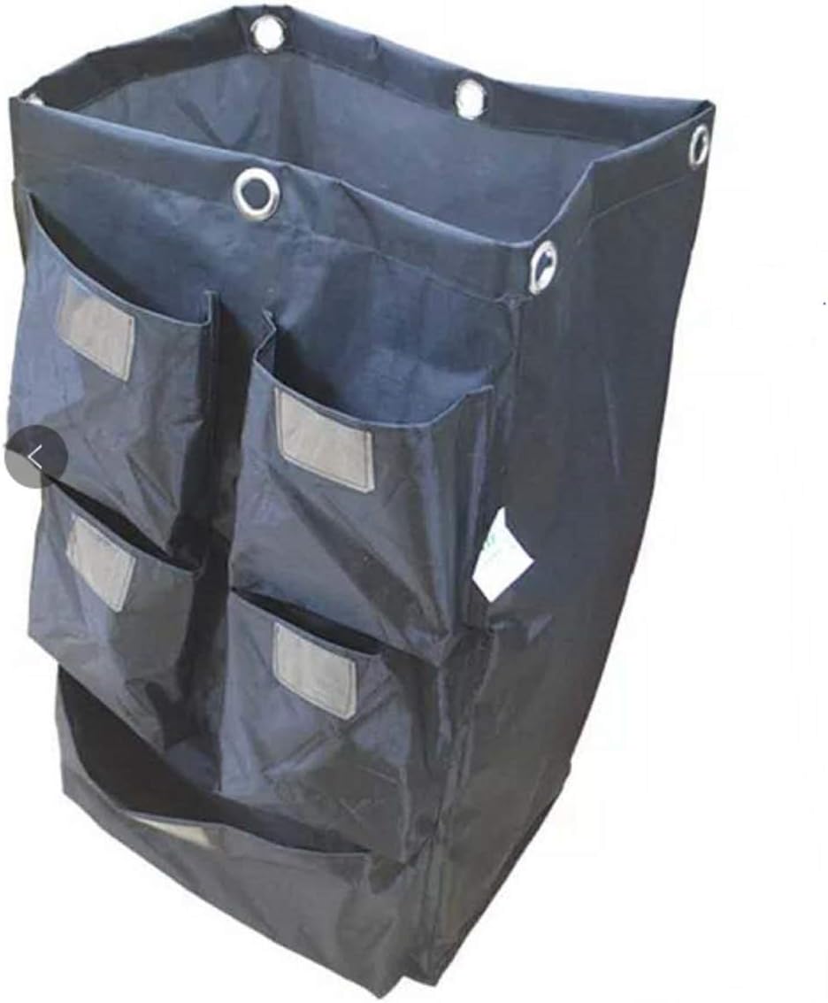 E-House Replacement Janitorial Cart Bag, Waterproof High Capacity Thickened Housekeeping Commercial Janitorial Cleaning Cart Bag, 16 x 11 x 27inches (Black with 5Pockets)
