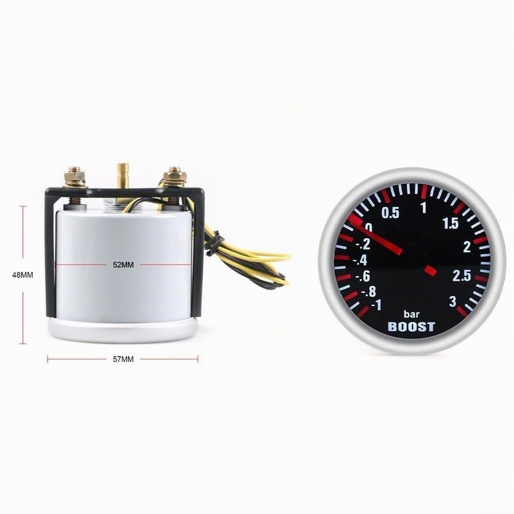Jauge de turbocompresseur 12 V 52 mm mécanique Turbo Boost Gauge 3 bars avec rétroéclairage blanc pour voiture Modification et surveillance de la pression de suralimentation