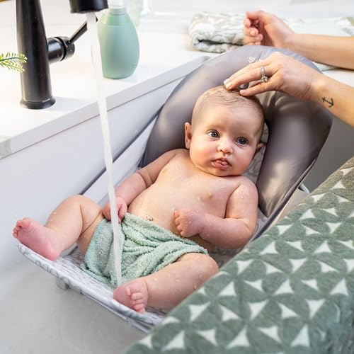 Image of Ingenuity Foldaway 2-Position Baby Bath Seat,Adjustable Support for Sink or Bathtub,Ages 0-6 Months up to 20 Pounds,Machine-Washable Sling,(Pack of 3)