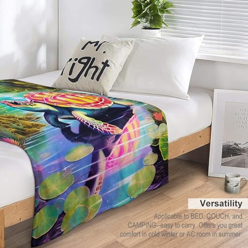 Manta para sofá de forro polar suave con estampado de tortugas 7