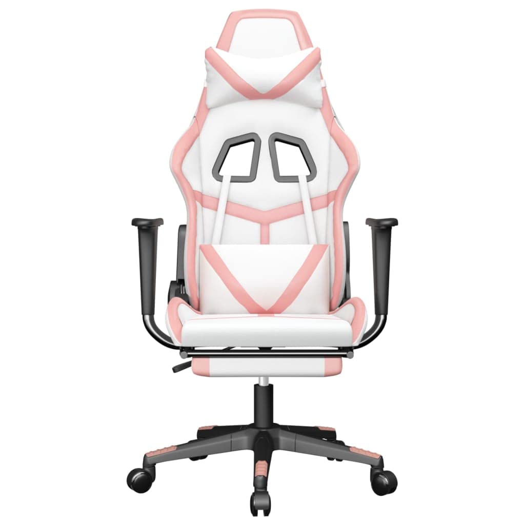 Rantry Arredo Sedia da Gaming con Poggiapiedi Bianco e Rosa in Similpelle, Mobilia Poltrone Salotto, Poltrona Salotto, Poltrone, Poltrona Relax, Poltroncina Camera da Letto
