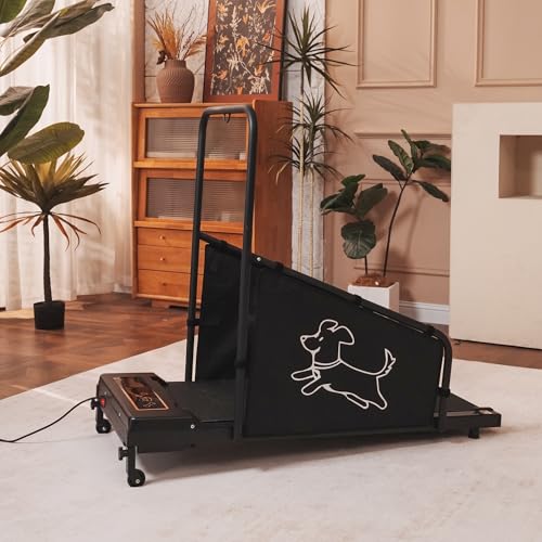 GDFStudio Dog Treadmill for Small & Medium Dogs, Dog Pacer Treadmill with LED Display, Remote Control, Quiet Motor Pet Running Machine, Exercise Equipment, Slat Mill for Dogs Indoor Workout, Black - Thumbnail 4