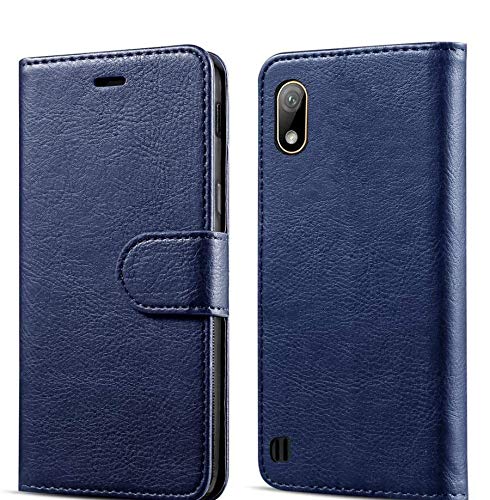 New&Teck Coque Samsung Galaxy A10 Housse Etui Portefeuille Cuir Multifonction, Fermeture Magnétique à Clapet Anti-Choc Bleu