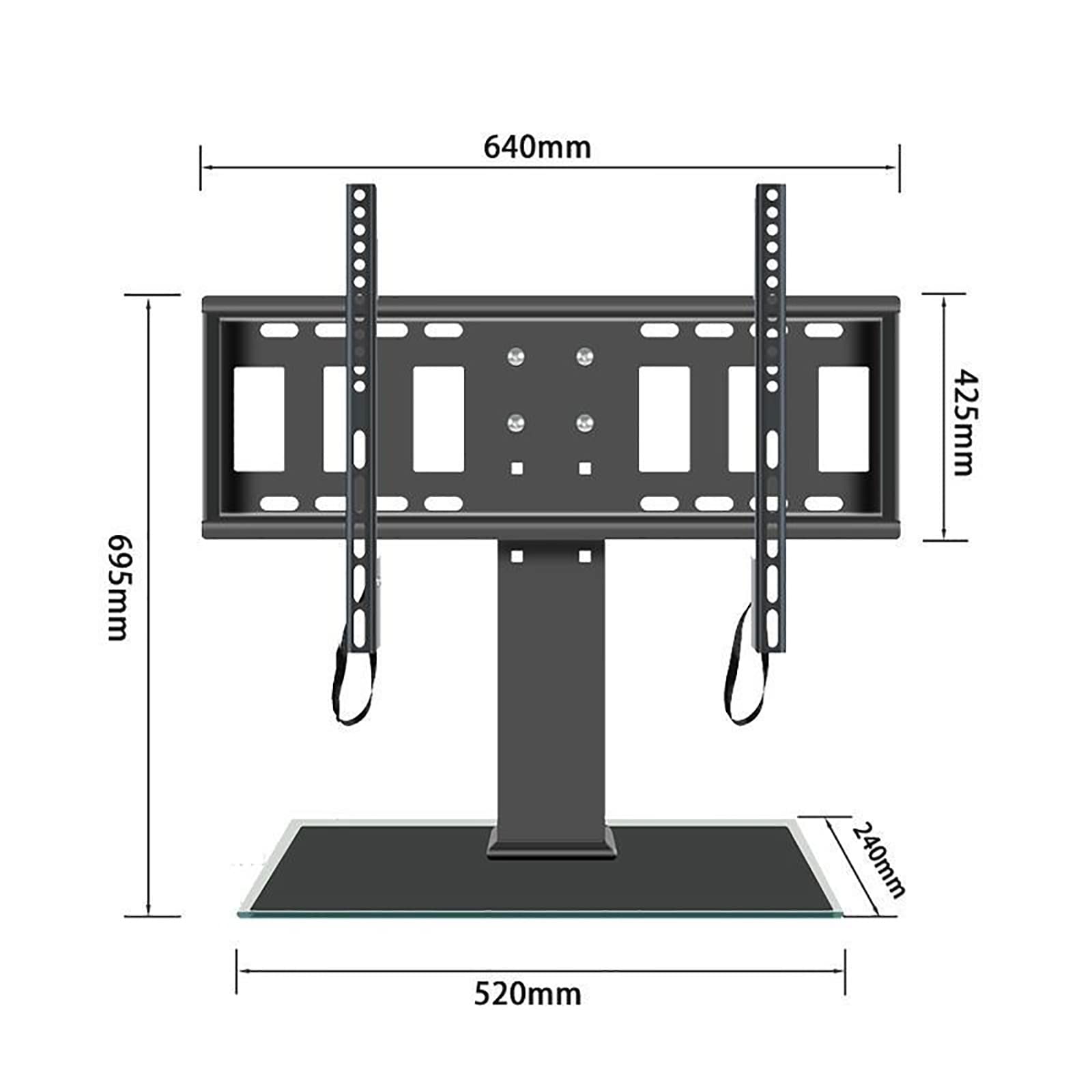 Supporto per TV, base da tavolo con capacità di rotazione di 50°, design versatile per montaggio a parete, compatibile con TV da 50 a 80 pollici