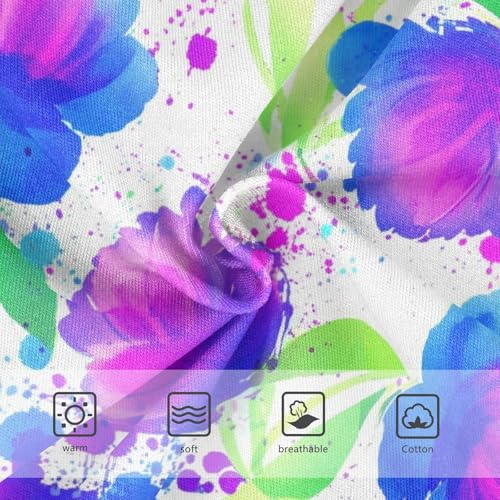 Joisal Watercolor Flowers Purple Blue Girl Panties Cute Toddler Underwear Floral Cotton Durable Briefs Kids Undies 2t3