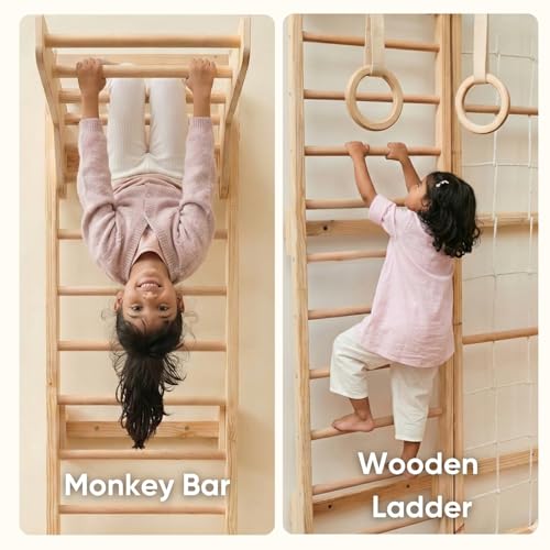 Image of Curious Cub Jungle Gym for Kids Indoor | Kids Gymnastics At Home Gym | Contains Rock Climbing, Wall Climbing for Kids | Ladder for Kids to Play Indoor Fun Activity for Ages 4+