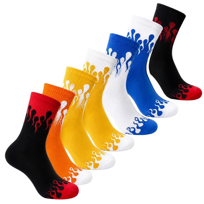 krystle Cotton Premium 6 Pairs Regular Socks Soft Fabric Pattern Contrast Colors High Ankle Full-Length Men & Women Stretchable Free Size Anti Odur Sweat Free Anti Slip (Multi element)-picture-16