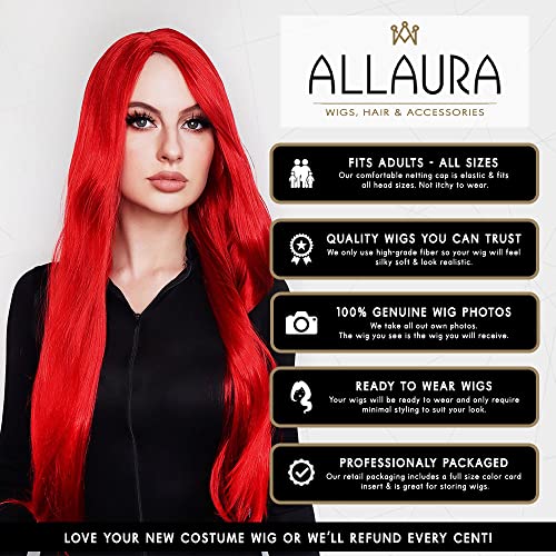 Image of ALLAURA Compatible with Dark Phoenix Wig for X-men Cosplay |Realistic Long Red Hair Fits All for Women Men - Jean Grey Anime Marvel & Fantasy Wigs