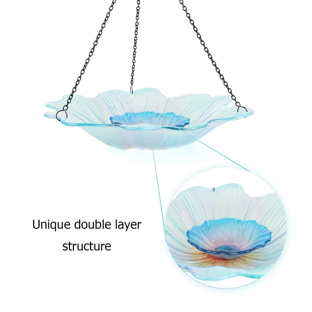 Uposao 1 bebedero para pájaros para colgar, bebedero para pájaros de cristal, flores, patrón de textura, estación de alimentación para jardín, terraza, decoración para exteriores, terraza y patio,