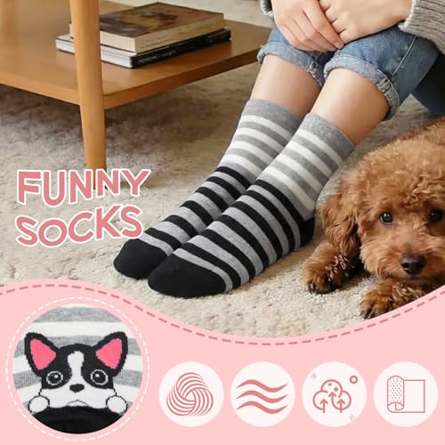 Image of Chalier Womens Funny Socks Cozy Cute Printed Patterned Fun Socks Novelty Cat Dog Socks for Women