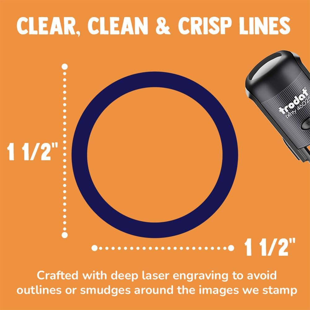Circle Outline Self-Inking Rubber Stamp Ink Stamper for Stamping Crafting Planners - 1-1/2 Inch Large - Blue Ink