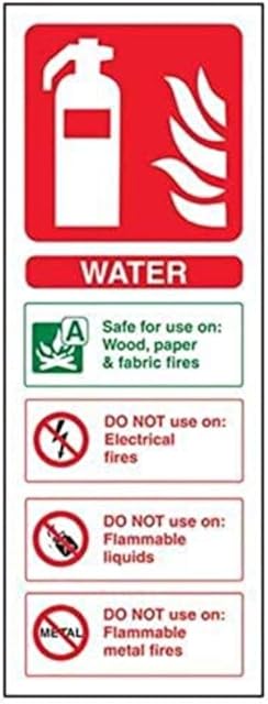 VSafety Water Id Fire Extinguisher Sign - Portrait - 100mm x 280mm - 2mm Rigid Plastic