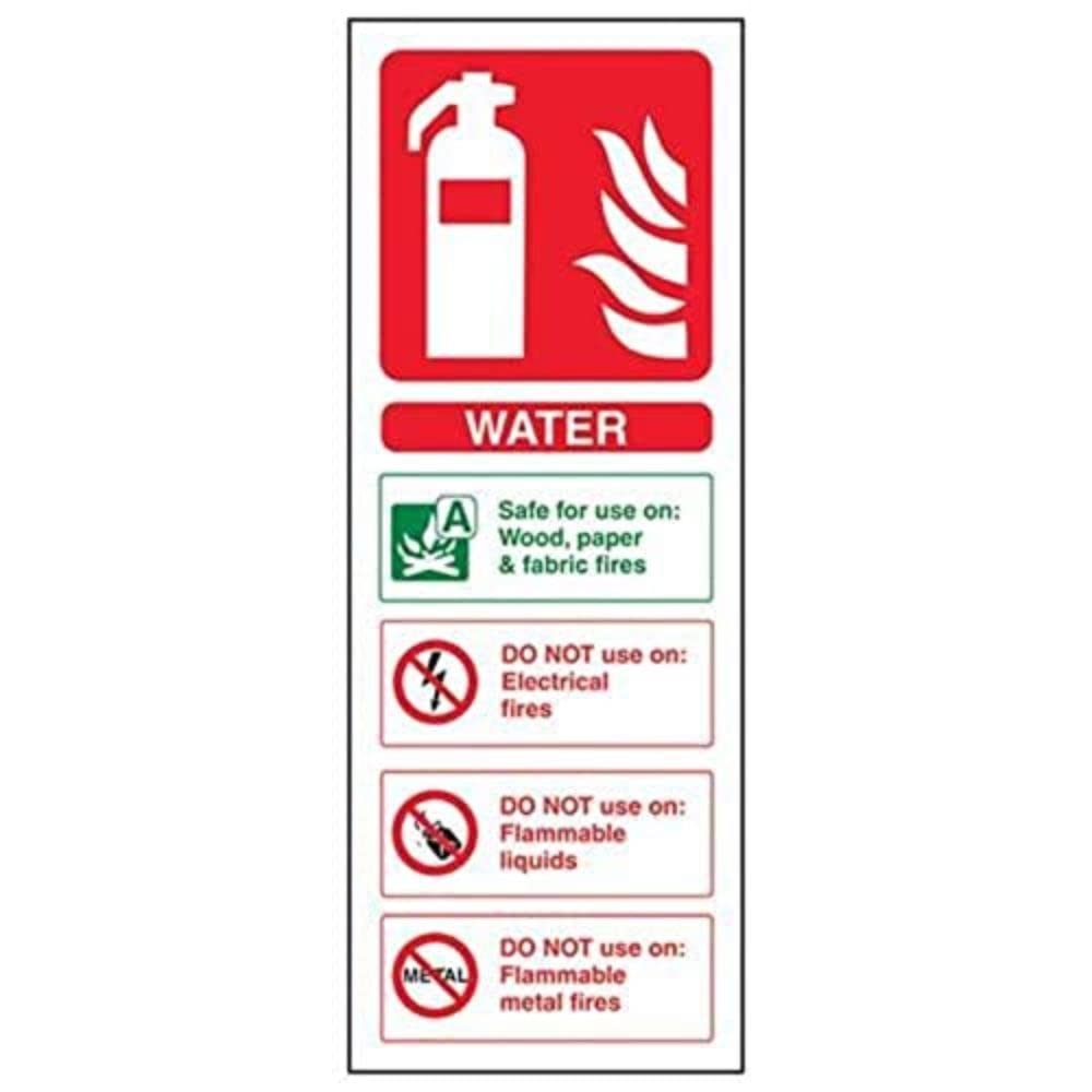 V Safety Water Id Fire Extinguisher Sign - Portrait - 100mm x 280mm - 2mm Rigid Plastic