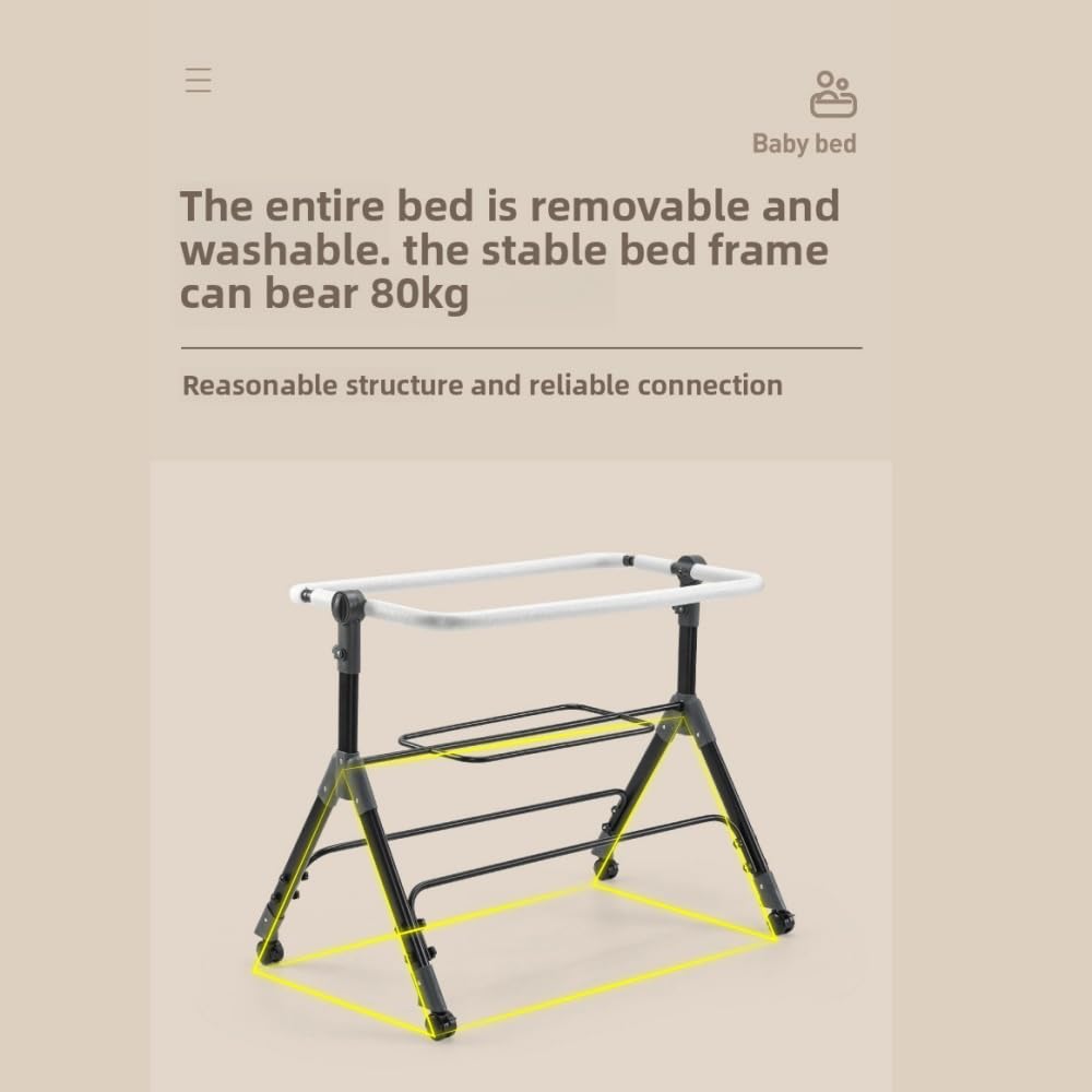Culla da Comodino 3 in 1 da Viaggio con Rete Traspirante | Colore cachi, letto portatile regolabile, ideale per neonati e bambini