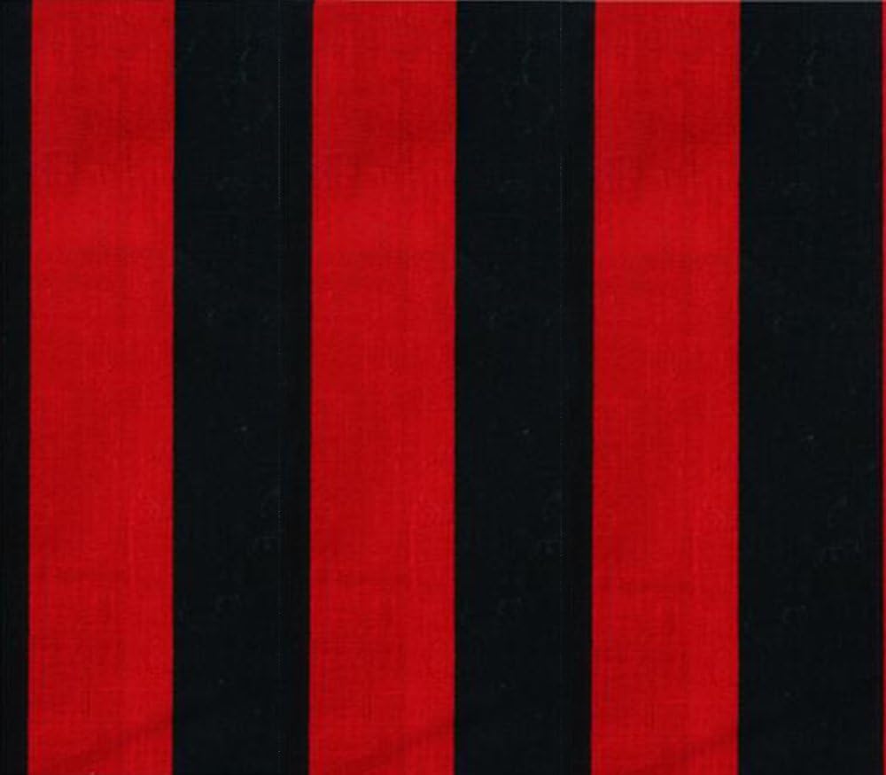Polycotton Fabric Printed Medium Stripes RED Black / 60" Wide/Sold by The Yard