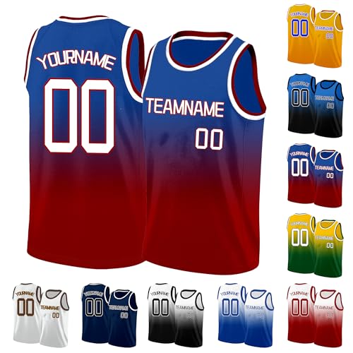 Image of Custom Basketball Jersey for Men - Personalized Name & Number, Embroidered or Printed, Athletic Shirt for Kids, Boys & Youth