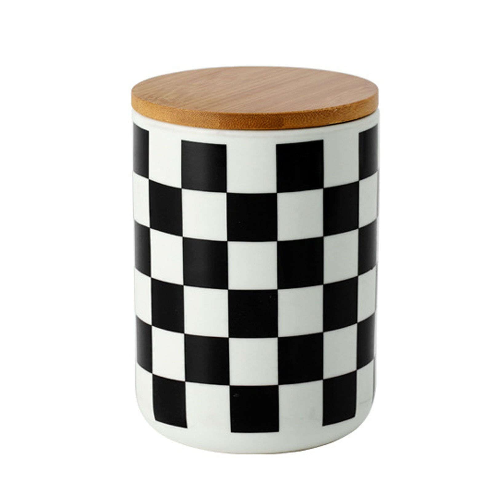 LAVAMI Ceramic Sugar Bowl with Lid,Flour and Sugar Airtight Food Storage Containers for Kitchen,Checkerd Canisters-Square-B (Color : Square, Size : B)