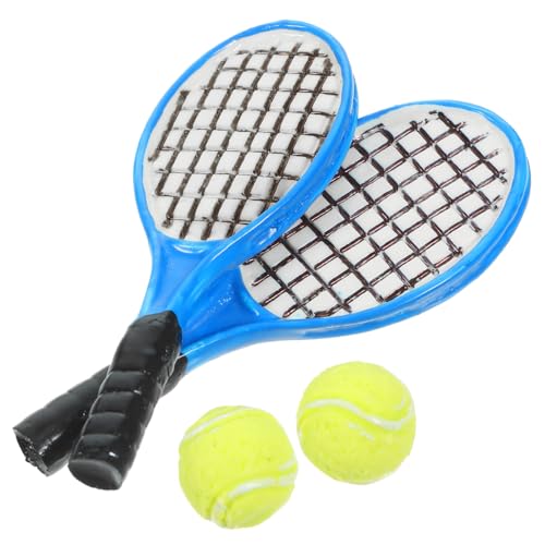 PartyKindom 4 Piezas Mini de Raquetas de Tenis Simuladas para Decoración de Casa de Muñecas con Raquetas y Accesorios de Tenis Colores Aleatorios para Escritorio y Hogar Color