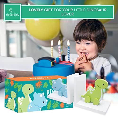 Decorably Dinosaur Bookends For Kids - Kids Bookends, Kids Book Ends For Boys Room, Cute Book Ends For Kids Room, Boy And Girl Bookends, Kid Book Ends, Child Bookends, Nursery Bookends For Baby Room #TOP5