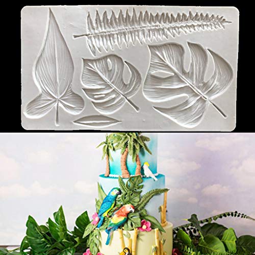 Molde de silicona para decorar pasteles hojas tropicales miniatura 5