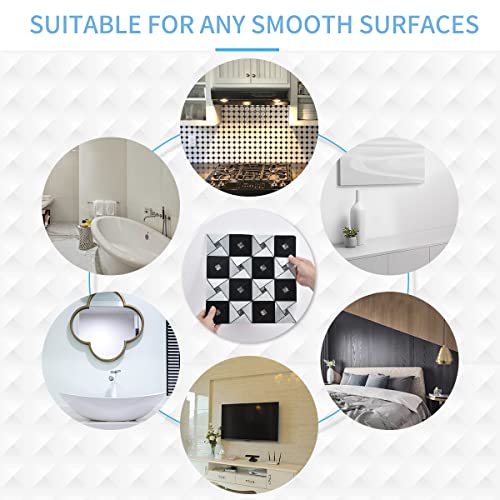 Art3d 10-Sheet Peel and Stick Backsplash Metal Mosaic Tiles for Kitchen Wall Decor, Stick on Aluminum Composite Tiles Stikers, Black&Silver Windmill Puzzle Glass Mixed by Art3d - Image 7