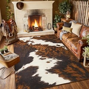 BENRON Soft Cowhide Rug 4×6, Faux Cow Hide Rug for Living Room Bedroom | Western Cow Print Rug for Hardwood Floors Non Slip Washable, Pet Friendly