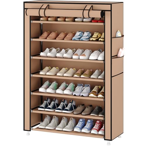 Laiensia 7-Tier Vertical Shoe Rack Organizer, Space Saving Shoe Storage