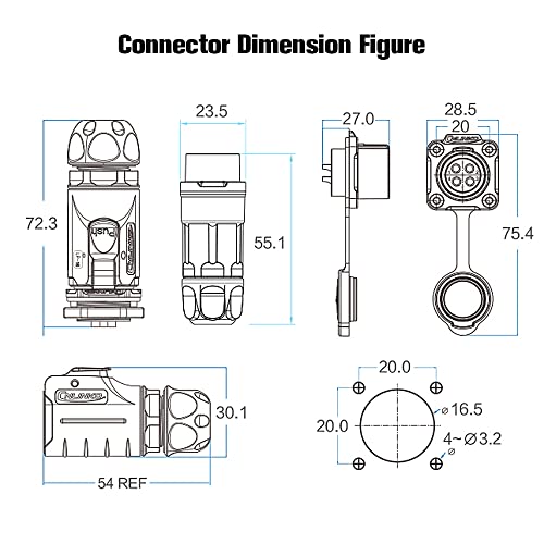 4 Pin Waterproof Connector, Industrial Solder Connector, Aviation Wire Connector For Industrial, Power, Car, And Other Indoor/Outdoor Male And Female Connector（2Pcs） #TOP3