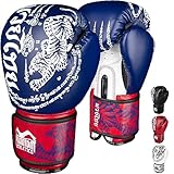 Phantom Athletics Boxhandschuhe Männer - Muay Thai | MMA und Kickbox | 10-16oz Boxing Gloves für Kampfsport | Box Handschuhe Herren, Damen und Kinder (Muay Thai - Blau/Rot, 16 Oz)