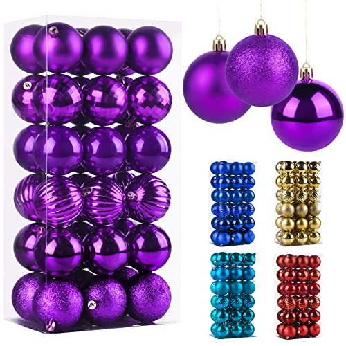 Auney 36 PCS Weihnachtskugeln, Christbaumkugeln für Baum, weihnachtsbaumschmuck mit Aufhängeöse für Festival, Hochzeit, Party, Dekoration (6 cm) Cover
