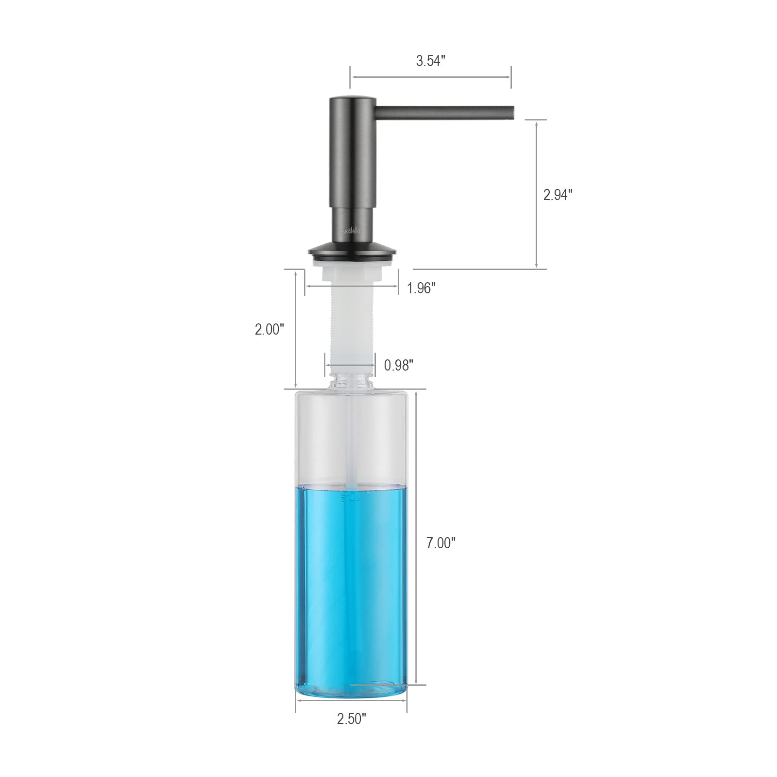 AguaStella ASF026GS Bulit en dispensador gris inoxidable para fregadero de cocina con bomba de encimera de botella de jabón