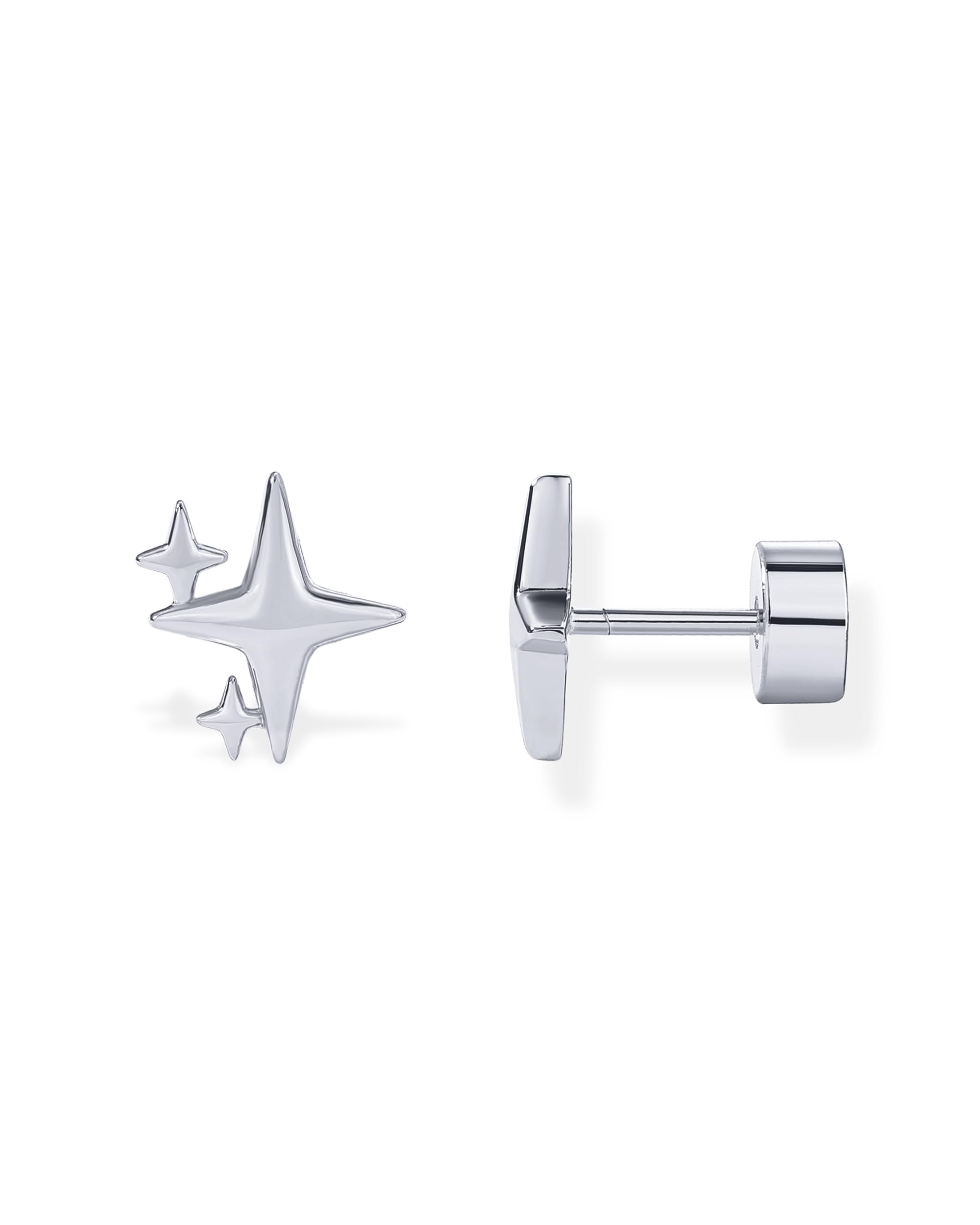 PAVOI Dainty Flat Back Earrings for Women, 14K Gold Plated CZ Stud Piercing