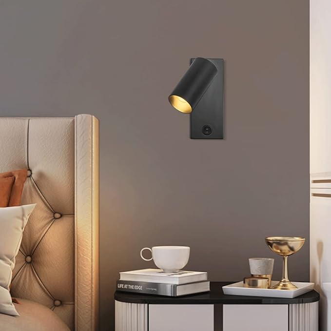 Elksdut Verstelbare 180° hoofdeinde wandlamp blaker, bed leeslamp verzonken drukschakelaar wandlampen, hotel bed decoratieve wandkandelaars spotlight, E27 lamp socket photo 3