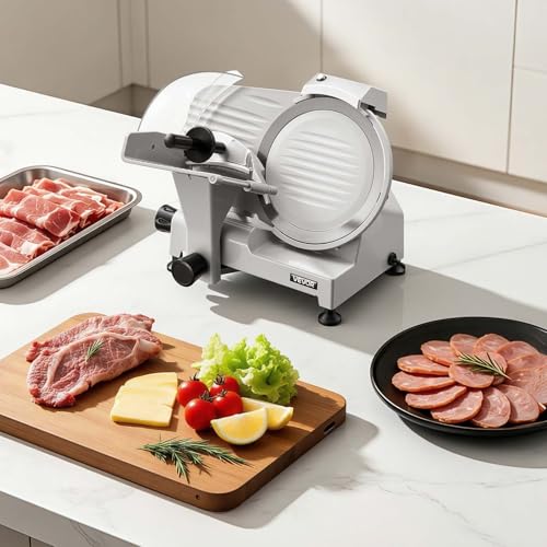 VEVOR Trancheuse Électrique 300 W, Trancheuse à Jambon Épaisseur de Coupe Réglable 0-12 mm, pour Saucisson Pain Fromage Viande Charcuterie, Lame en Acier au Carbone 250 mm et Plateau Amovibles – vue 7