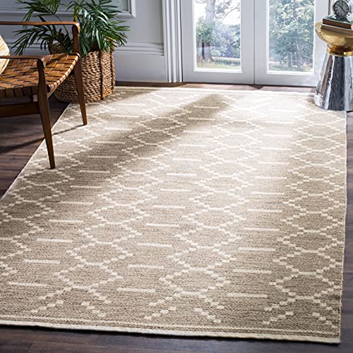 Safavieh Kilim Collection KLM353A Handmade Flatweave Wool Area Rug, 8  x 10 , Grey   Ivory