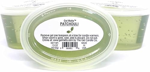 3 Pack PATCHOULI Aroma Gel Melts For Warmers And Burners By The Gel Candle Company PEEL, MELT AND ENJOY