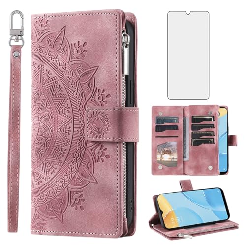 Coque OPPO A15 zippée anti-rayure, finie la perte de cartes et d'écran brisé