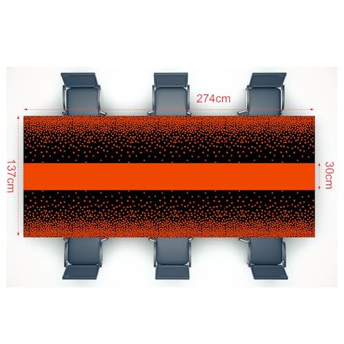 Image of Oudain 6 Pcs Black and Orange Plastic Tablecloth for Parties, Disposable Orange Polka Dot Tablecloths, Waterproof Rectangle Table Cover for Graduation Birthday Wedding Party Decorations, 54 inch x 108 inch