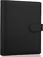 Vista 15 de Antner Carpeta A5 de piel sintética de 6 anillas, para papel de relleno A5, planificador personal A5, carpeta de presupuesto recargable con cierre