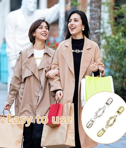 Image of 2pcs Cardigan Clip for Women Set, Cinch Clip, Shirt Clips Women, Classic Style, Silver and Gold,for Fixed cardigan and shawl with formal occasions