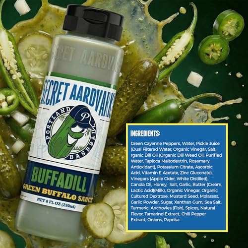 Image of Secret Aardvark Habanero and BuffaDill Hot Sauce 2-Pack Bundle 8 fl oz Each | Spicy BBQ and Dill Pickle Buffalo Combo, No HFCS, Vegan, For Wings, Tacos, Burgers, Gift Set