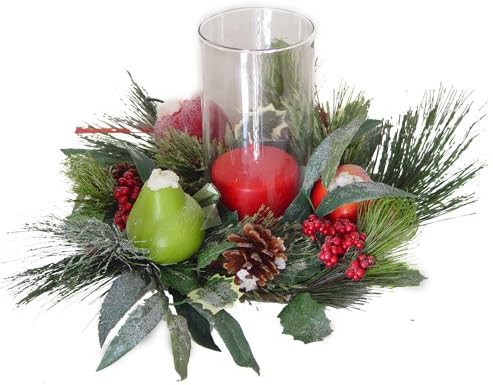 Christmas Fruit Candle Ring with Glass Globe