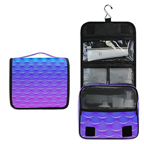 Preisvergleich Produktbild Kosmetiktasche mit Meerjungfrauenschwanz-Muster, lila / blau, zum Aufhängen, multifunktionale Aufbewahrungstasche für Frauen und Mädchen