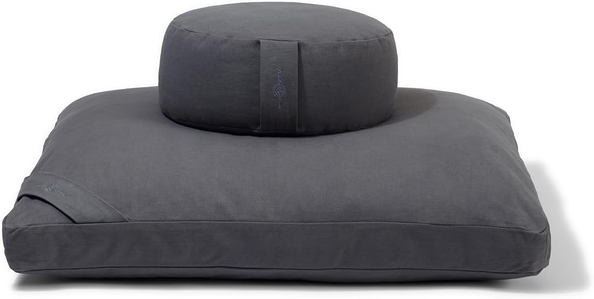 renoo Meditation Cushion Set - Zafu Meditation Pillow and Zabuton Floor Cushion - Adjustable Organic Buckwheat and Cotton Fill - GOTS Certified Cotton Washable Covers - 30x30x10 - Multiple Colors