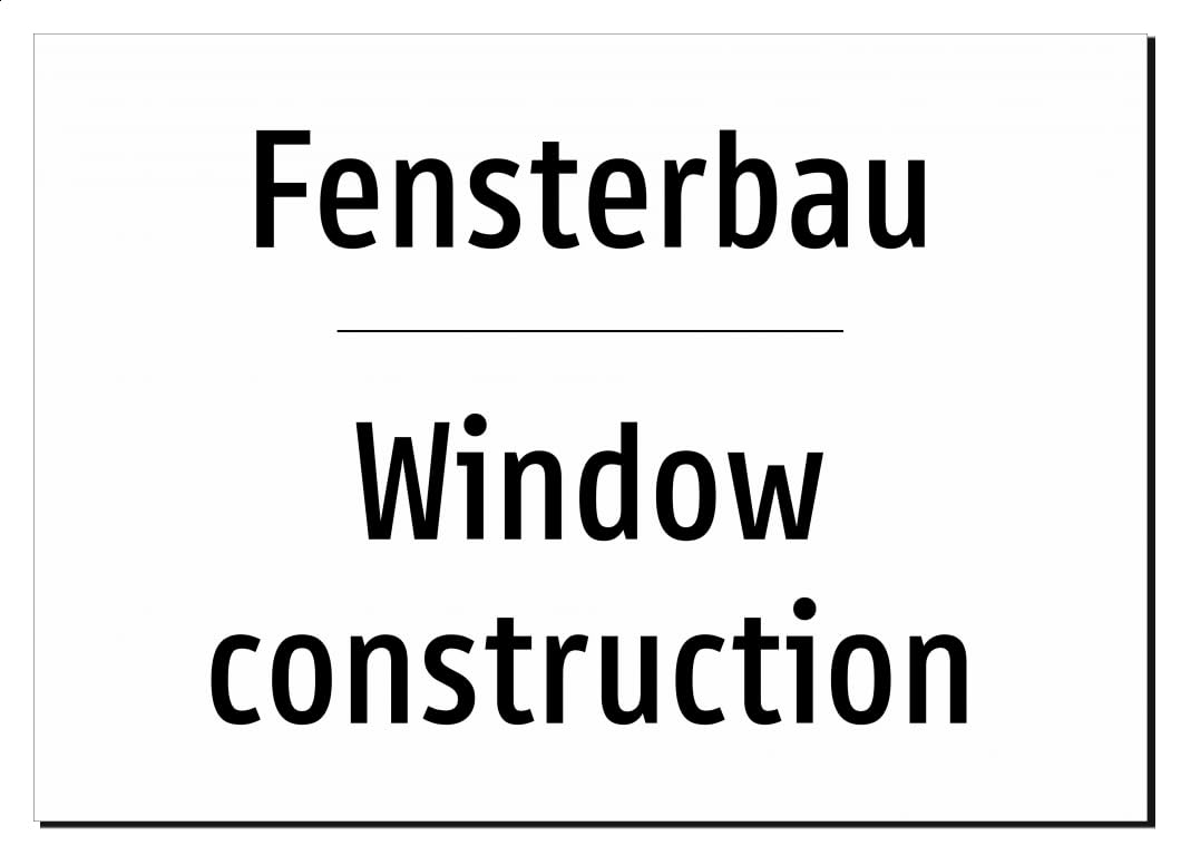 51175-DEEN-T-13 | Fensterbau Schild/Aufkleber | Deutsch Englisch