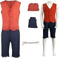 Vista 1 de Luffy - Conjunto completo de disfraz de cosplay con sombrero para fiesta de Halloween